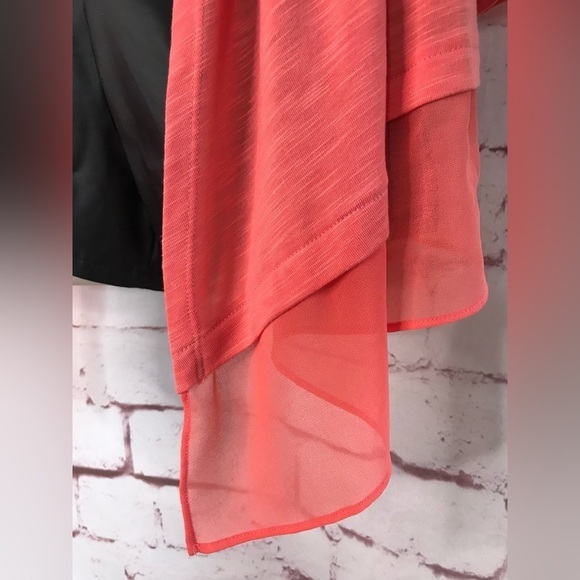 ADRIENNE VITTADINI M Lightweight Orange Sheer Hem  Waterfall Drape Top Medium - Picture 8 of 12